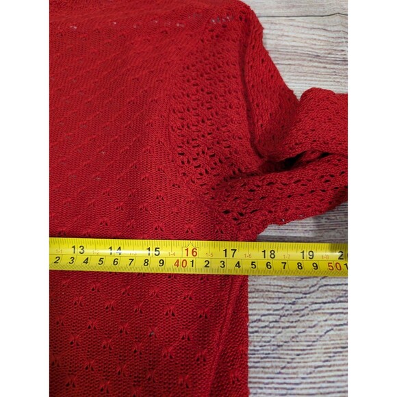 Kim Rogers Women’s S/M Open Front Cardigan Sweater Red Holiday Christmas Comfy - Picture 5 of 12